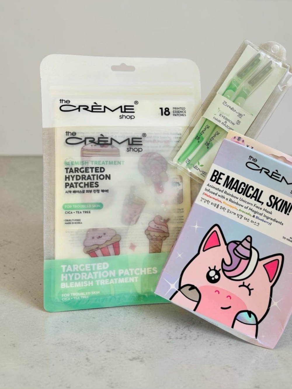 The Crème Shop be magical skin, 2 micro razors, targeted hydration patches